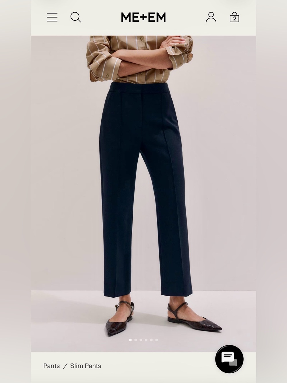 Me + Em Navy Slim Crop Forever Trouser size 8